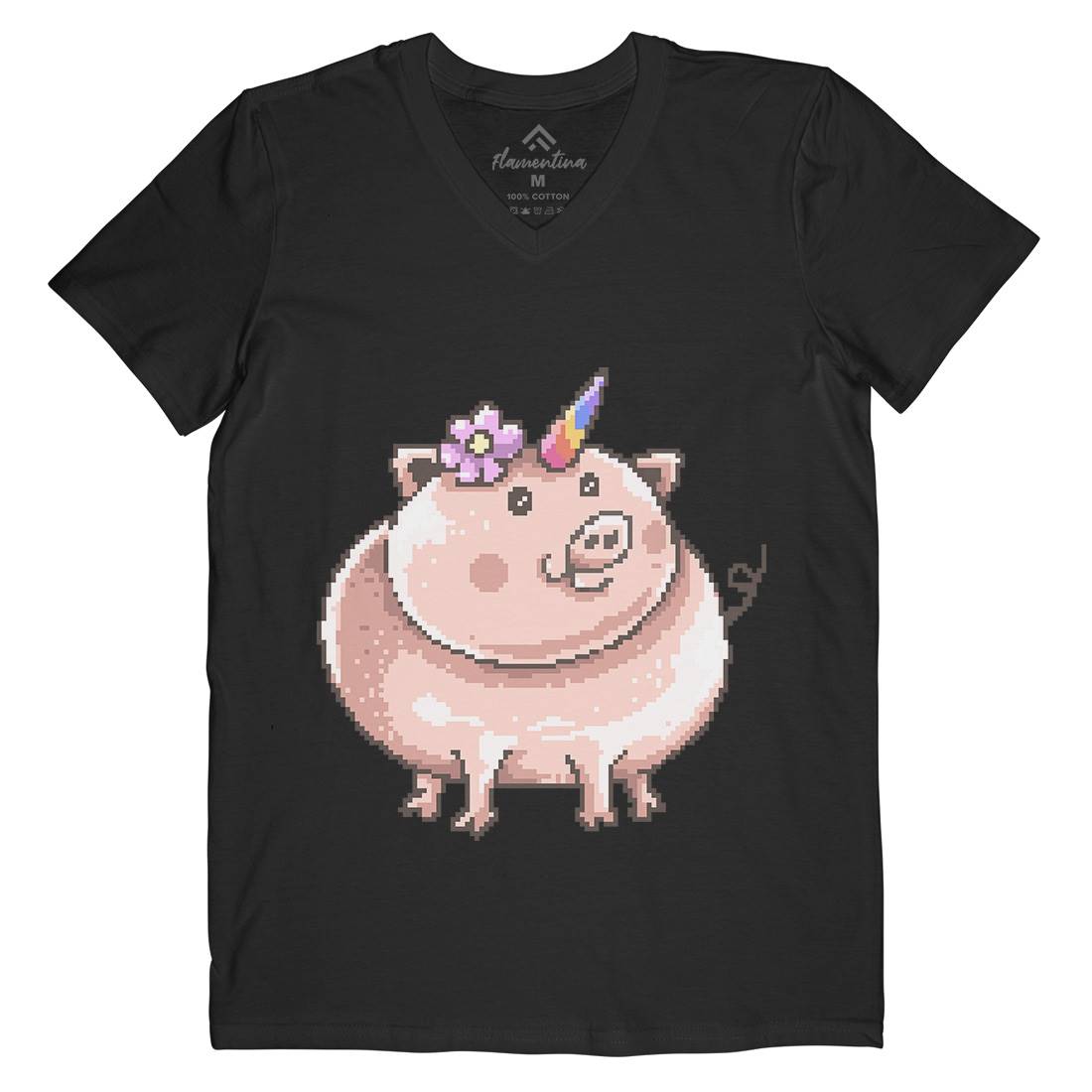 Piggycorn Mens Organic V-Neck T-Shirt Animals B946