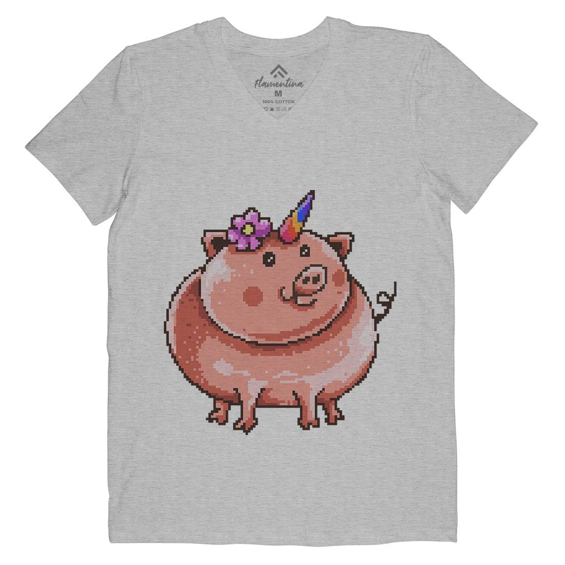 Piggycorn Mens Organic V-Neck T-Shirt Animals B946