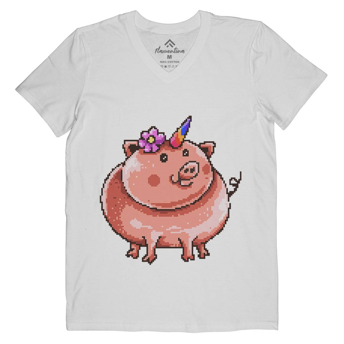 Piggycorn Mens V-Neck T-Shirt Animals B946