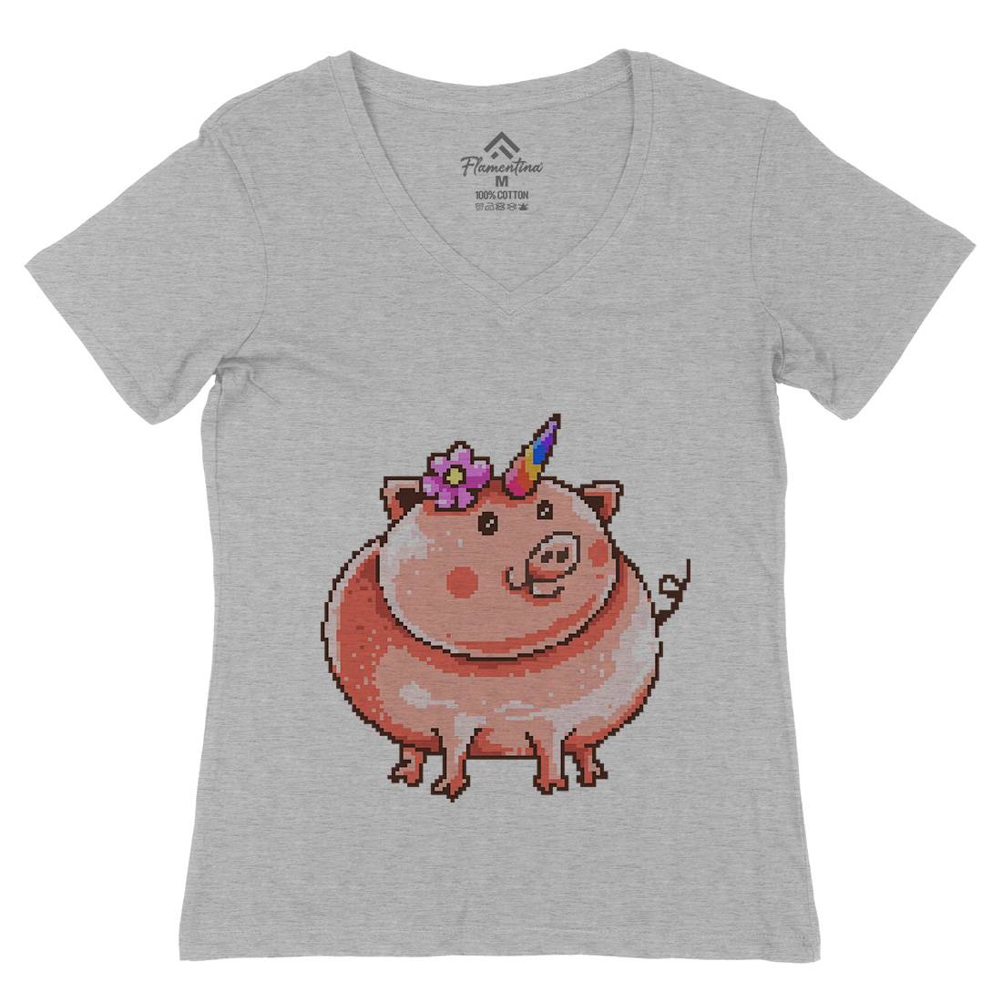 Piggycorn Womens Organic V-Neck T-Shirt Animals B946