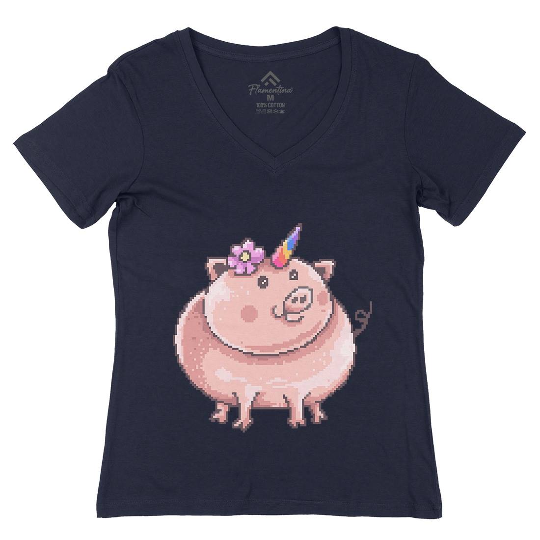 Piggycorn Womens Organic V-Neck T-Shirt Animals B946