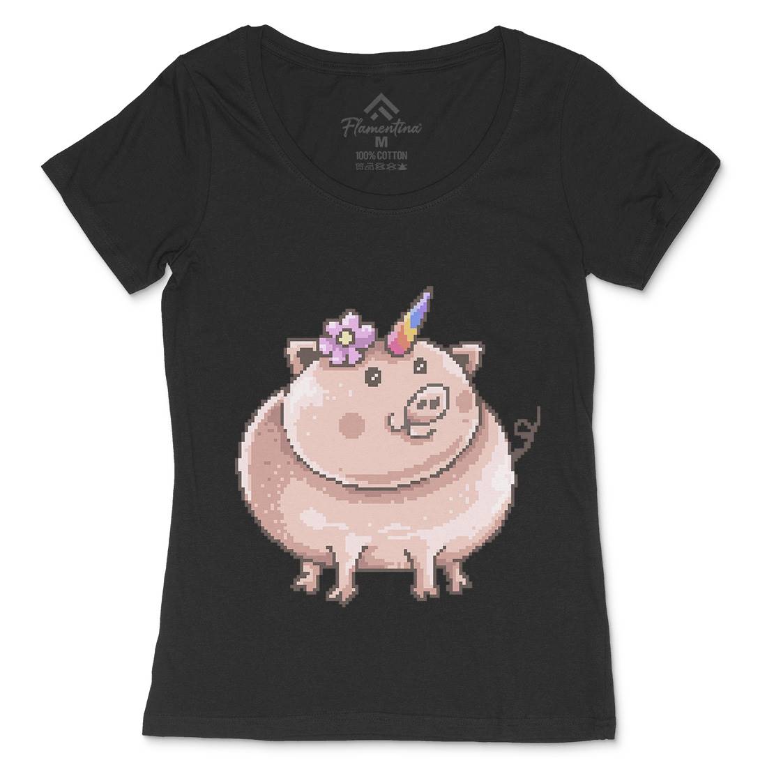 Piggycorn Womens Scoop Neck T-Shirt Animals B946