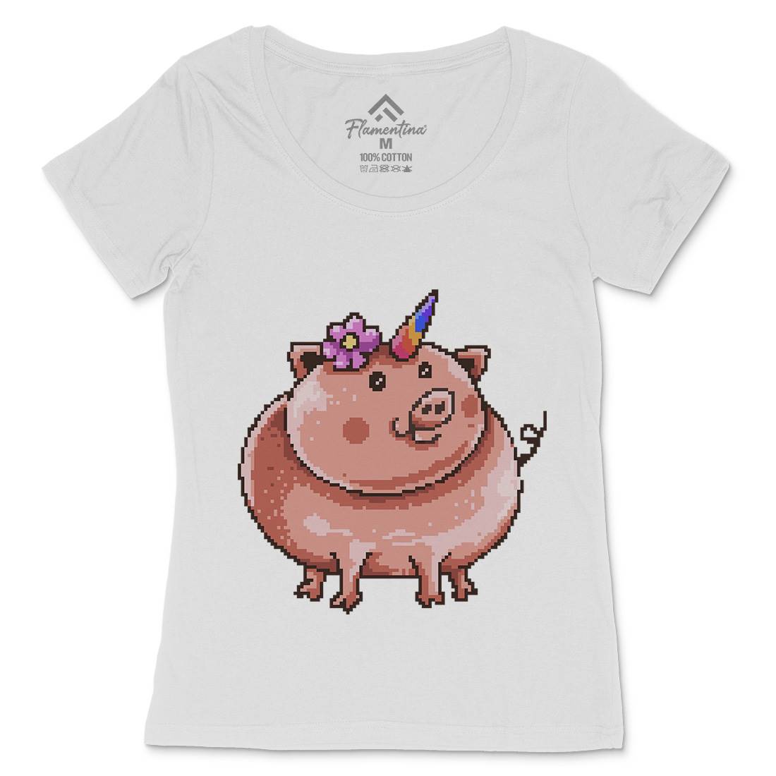 Piggycorn Womens Scoop Neck T-Shirt Animals B946