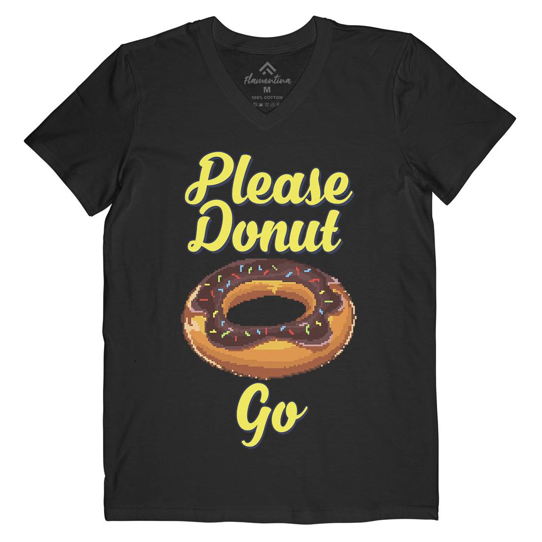 Please Donut Go Food Pun Mens V-Neck T-Shirt Food B947
