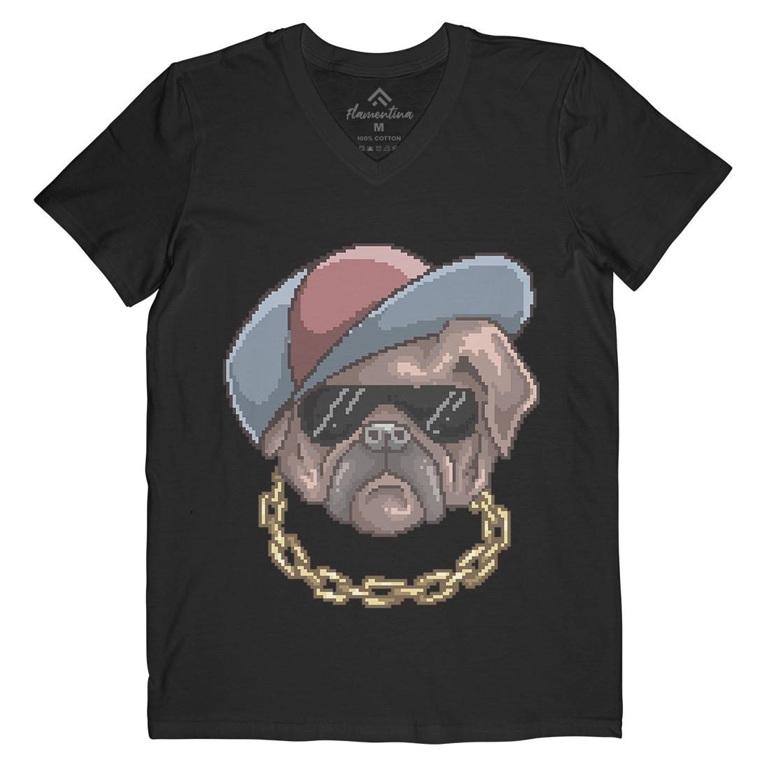 Pug Life Mens Organic V-Neck T-Shirt Animals B949