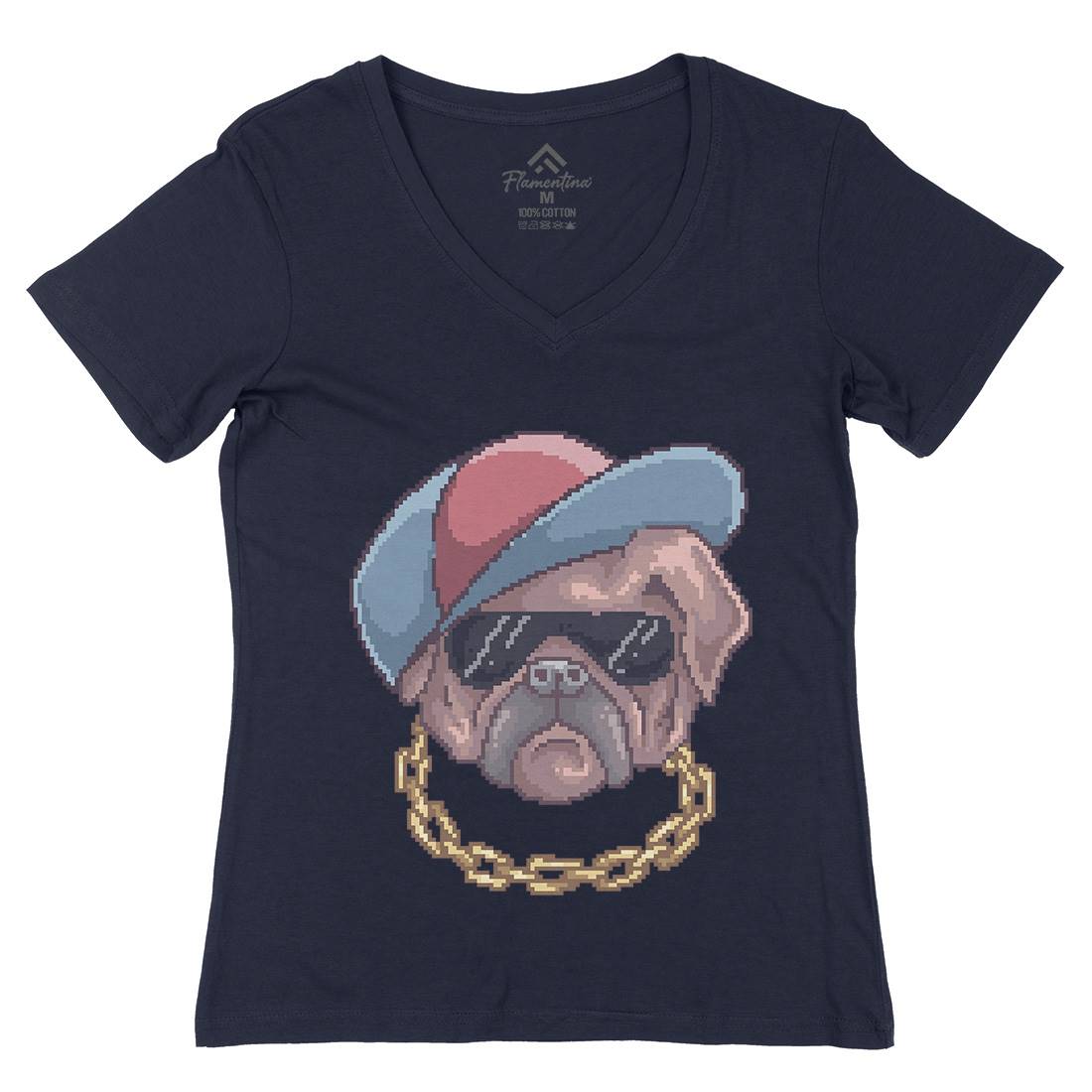 Pug Life Womens Organic V-Neck T-Shirt Animals B949