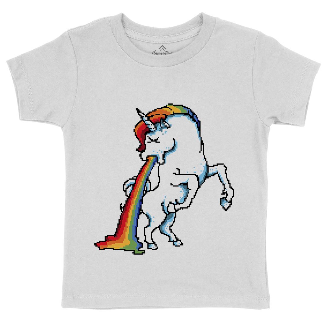 Puke Of The Unicorn Kids Organic Crew Neck T-Shirt Animals B950
