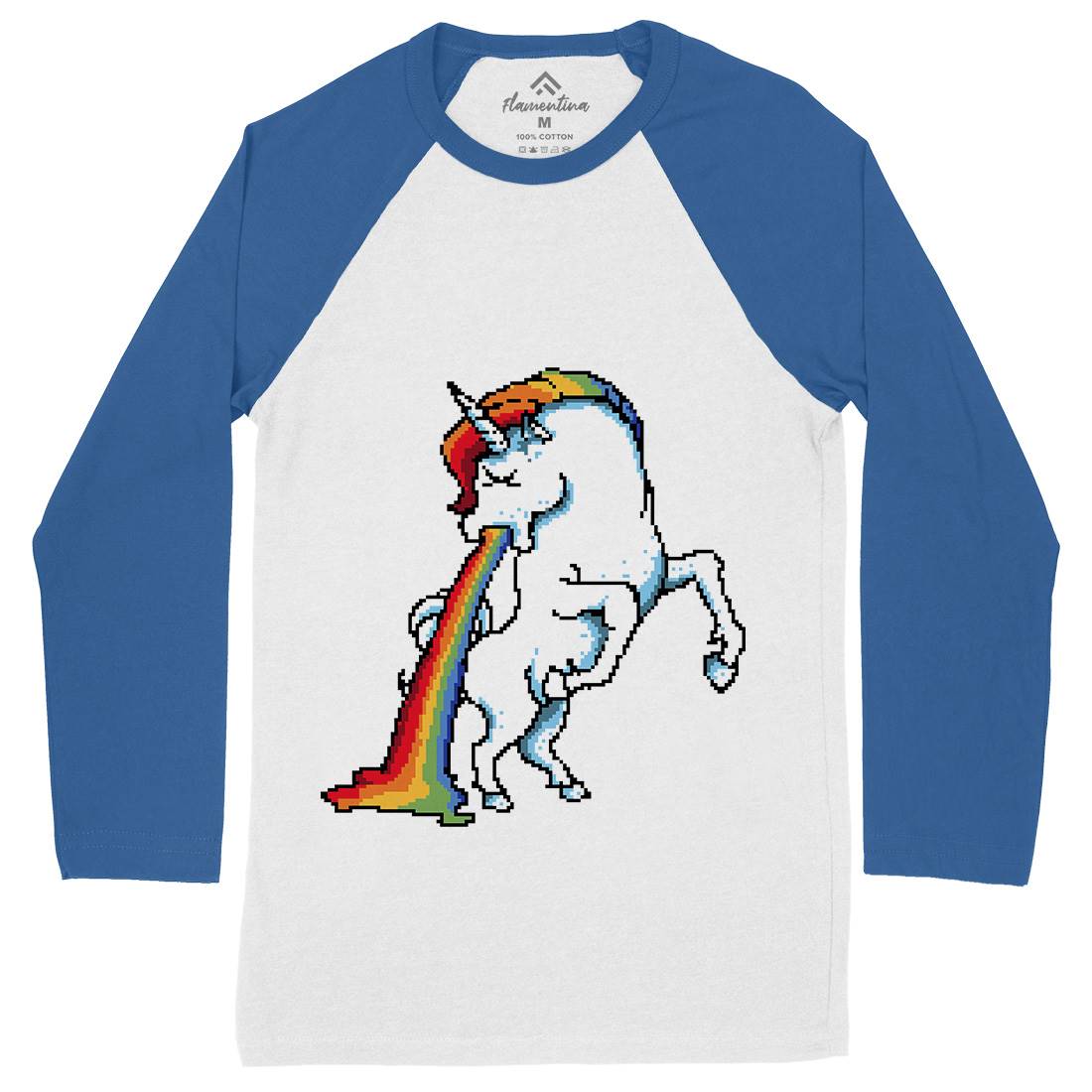 Puke Of The Unicorn Mens Long Sleeve Baseball T-Shirt Animals B950