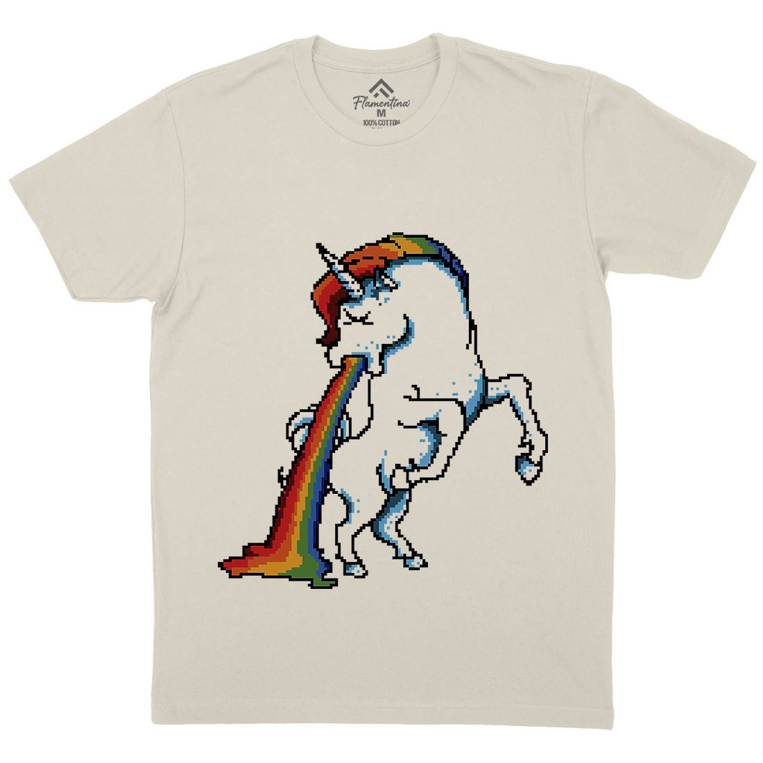 Puke Of The Unicorn Mens Organic Crew Neck T-Shirt Animals B950