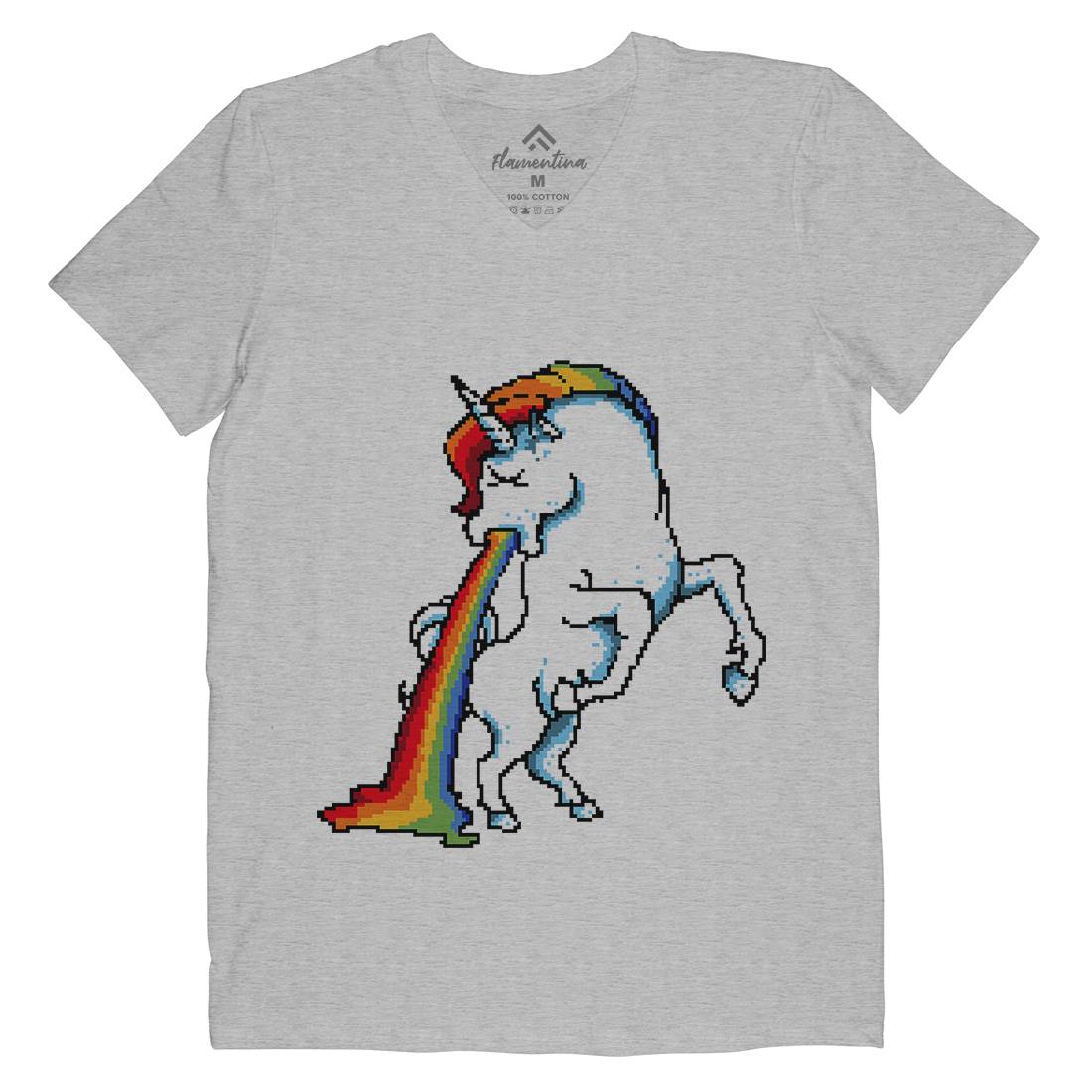 Puke Of The Unicorn Mens V-Neck T-Shirt Animals B950