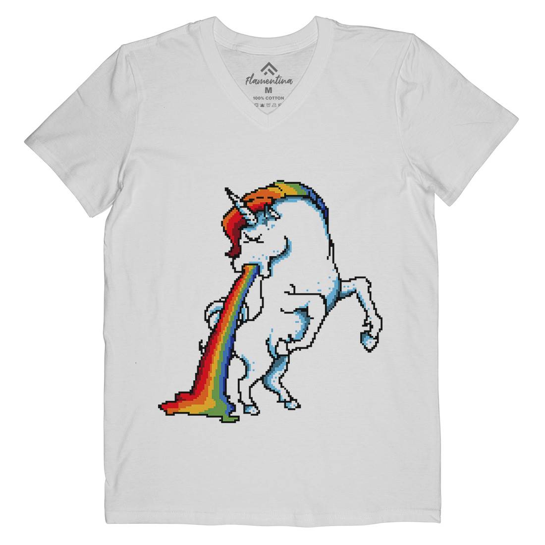 Puke Of The Unicorn Mens V-Neck T-Shirt Animals B950