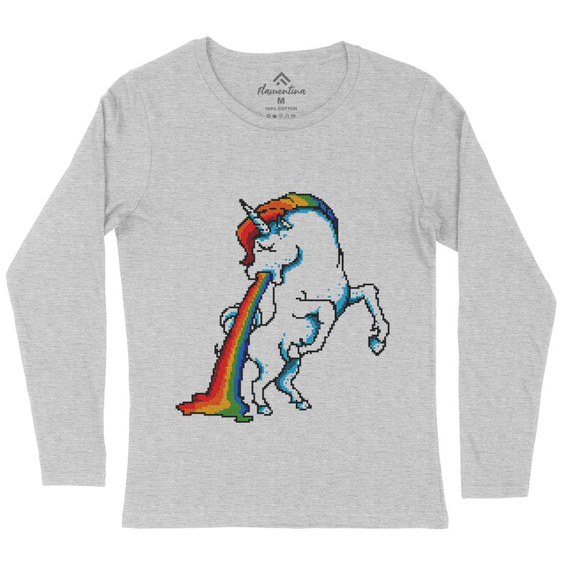 Puke Of The Unicorn Womens Long Sleeve T-Shirt Animals B950