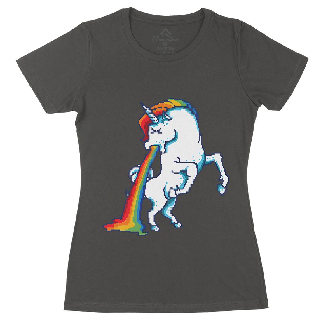 Puke Of The Unicorn Womens Organic Crew Neck T-Shirt Animals B950