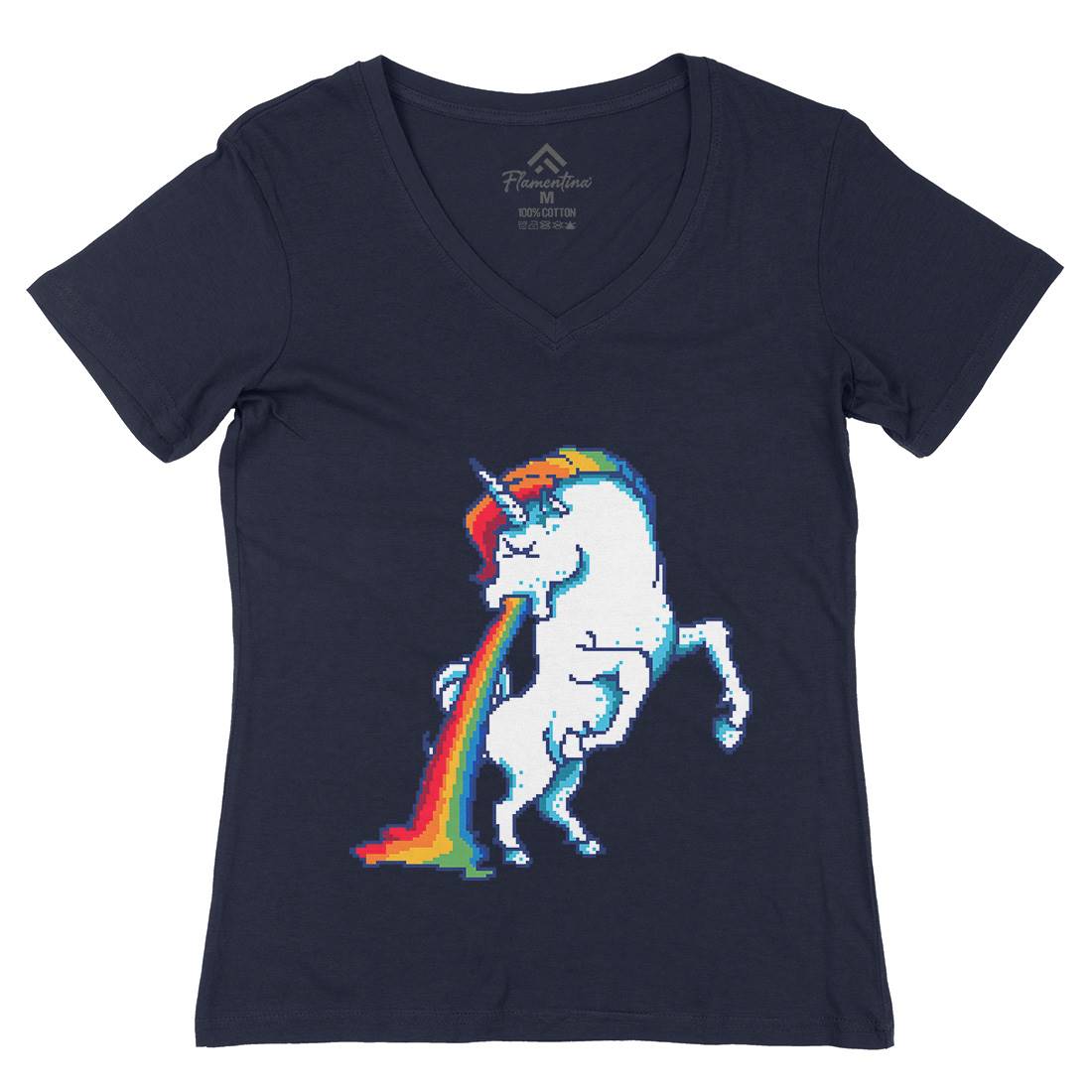 Puke Of The Unicorn Womens Organic V-Neck T-Shirt Animals B950