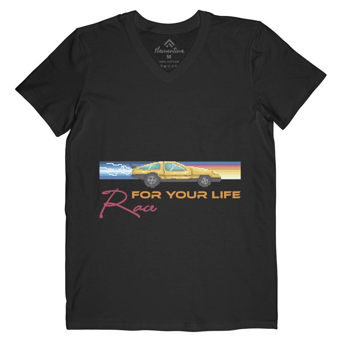Race For Your Life Mens Organic V-Neck T-Shirt Cars B951