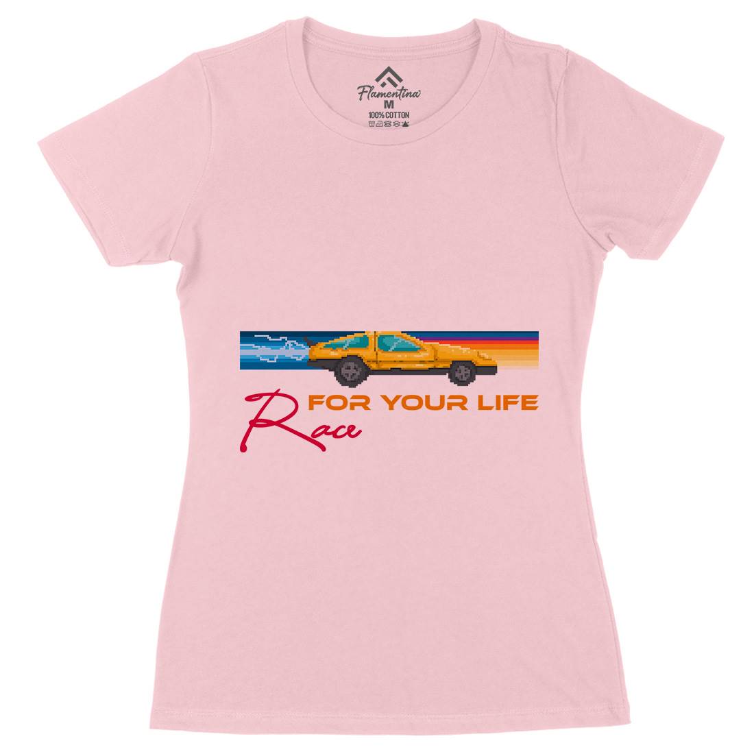 Race For Your Life Womens Organic Crew Neck T-Shirt Cars B951