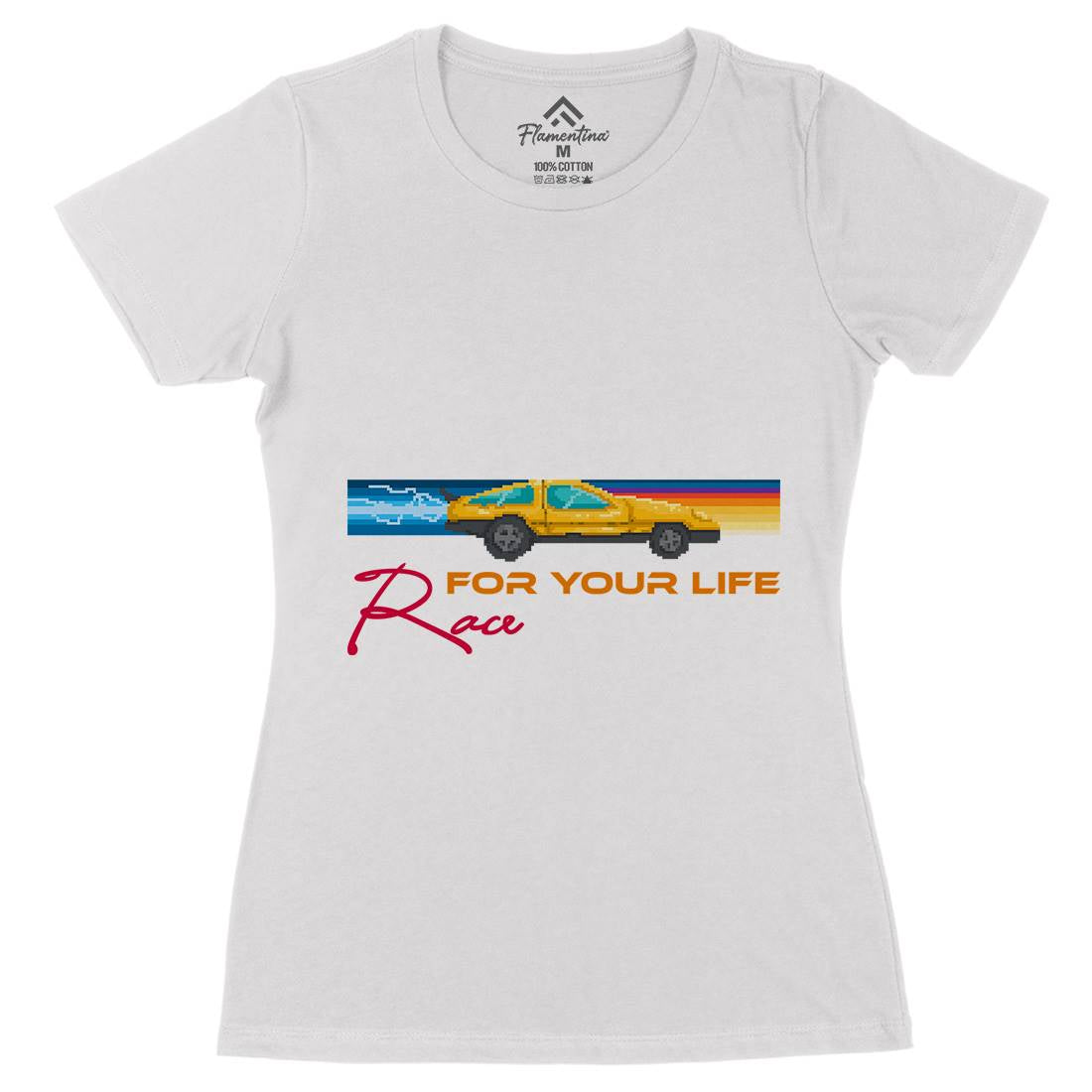 Race For Your Life Womens Organic Crew Neck T-Shirt Cars B951
