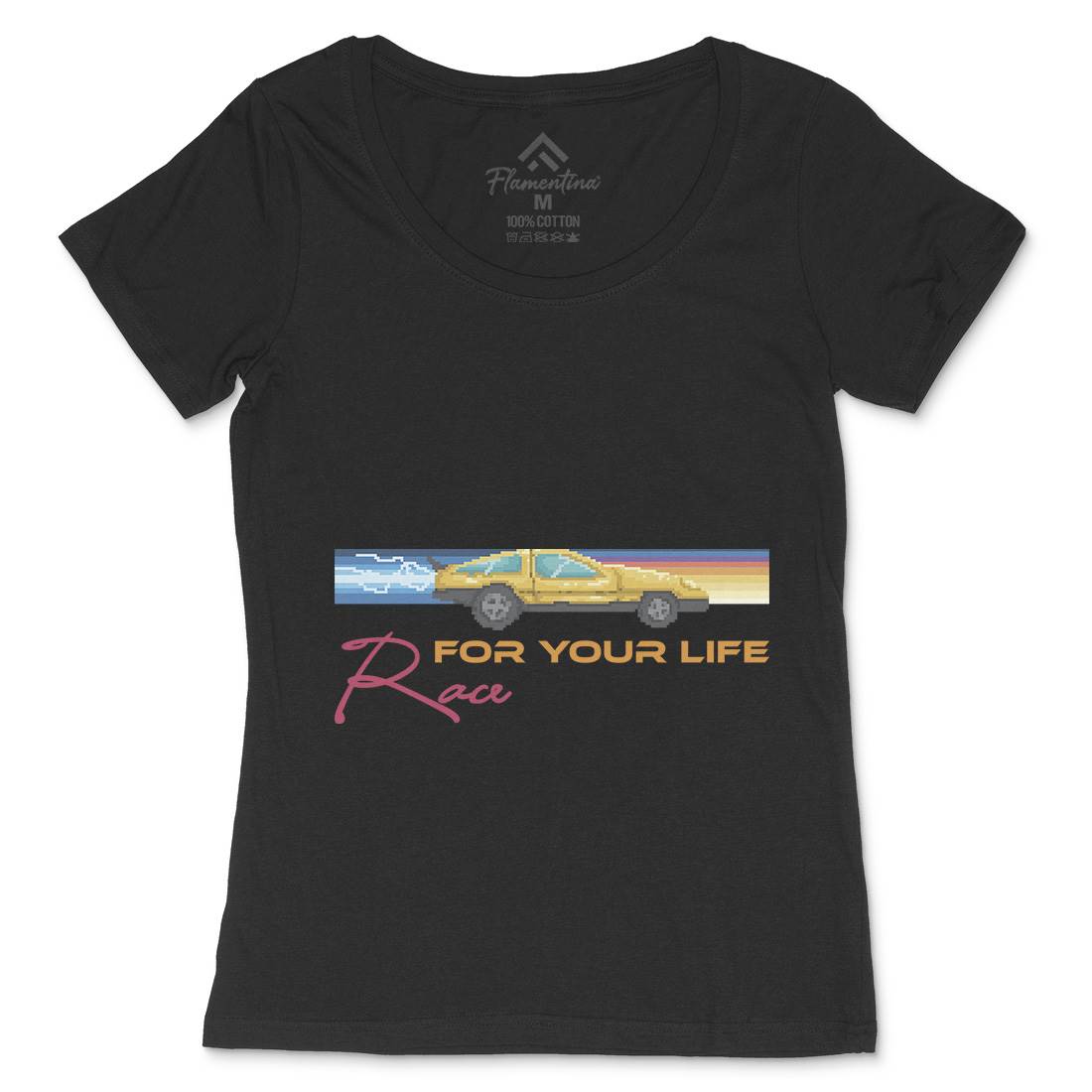 Race For Your Life Womens Scoop Neck T-Shirt Cars B951