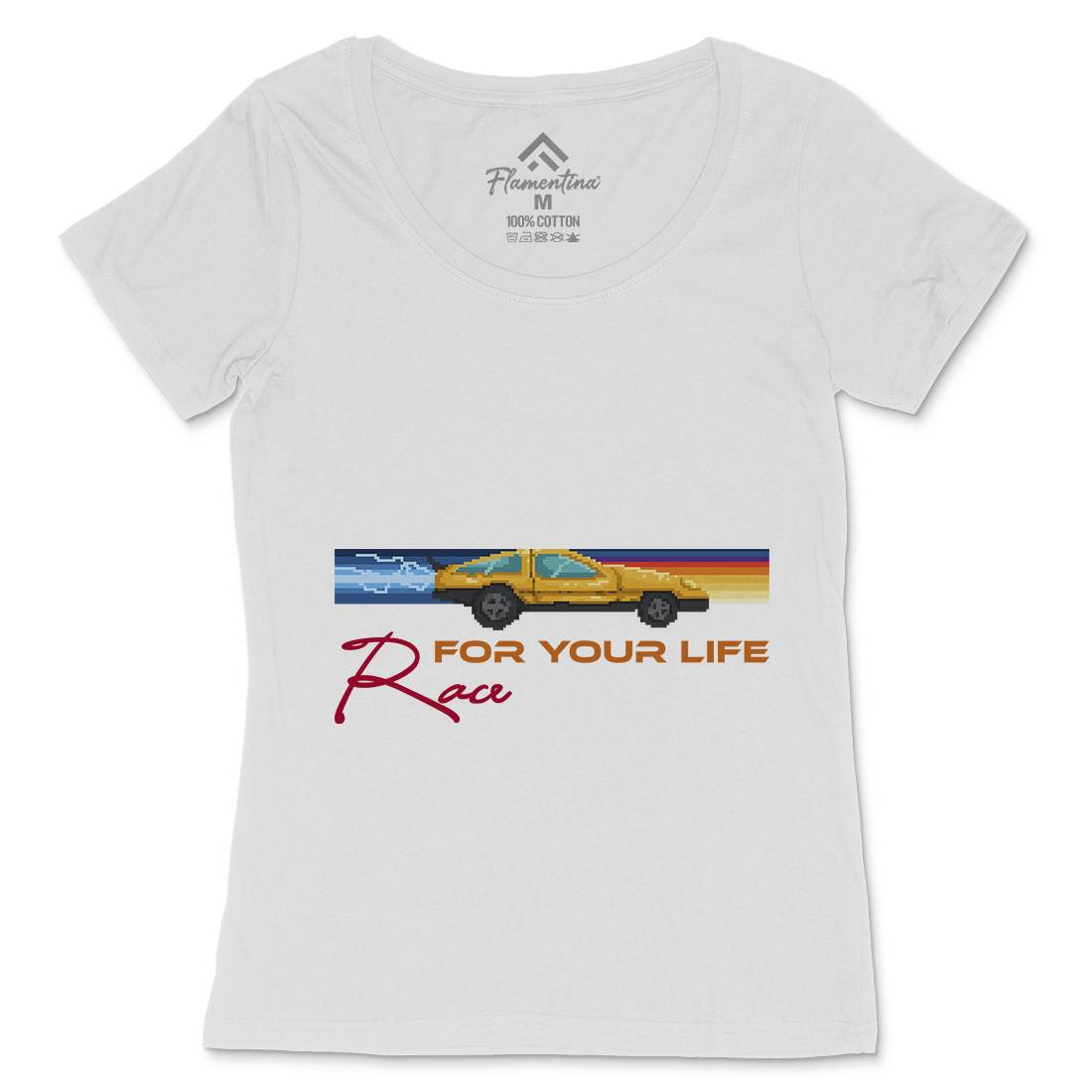 Race For Your Life Womens Scoop Neck T-Shirt Cars B951