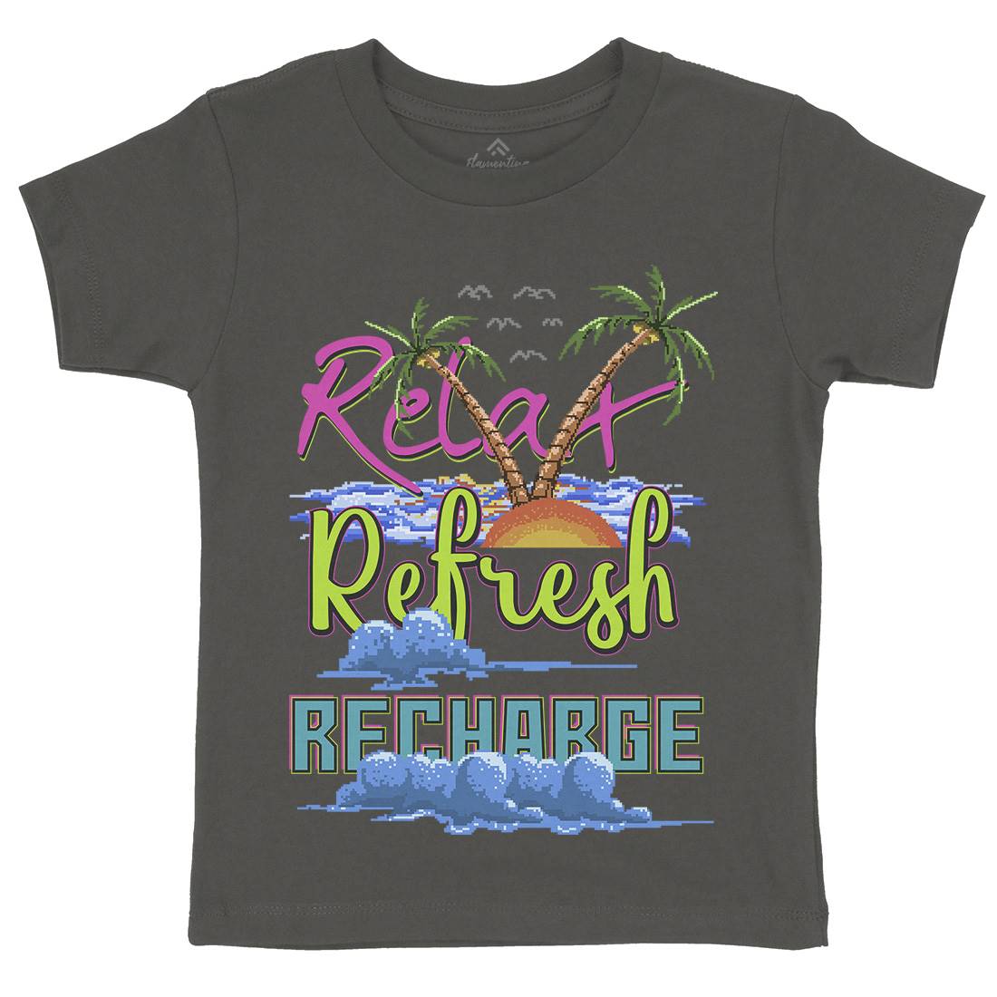 Relax Refresh Recharge Kids Organic Crew Neck T-Shirt Nature B952