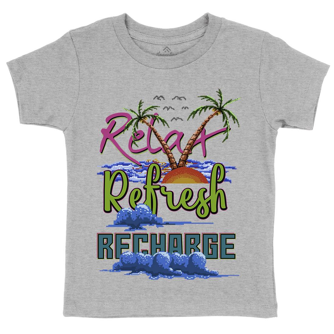 Relax Refresh Recharge Kids Crew Neck T-Shirt Nature B952