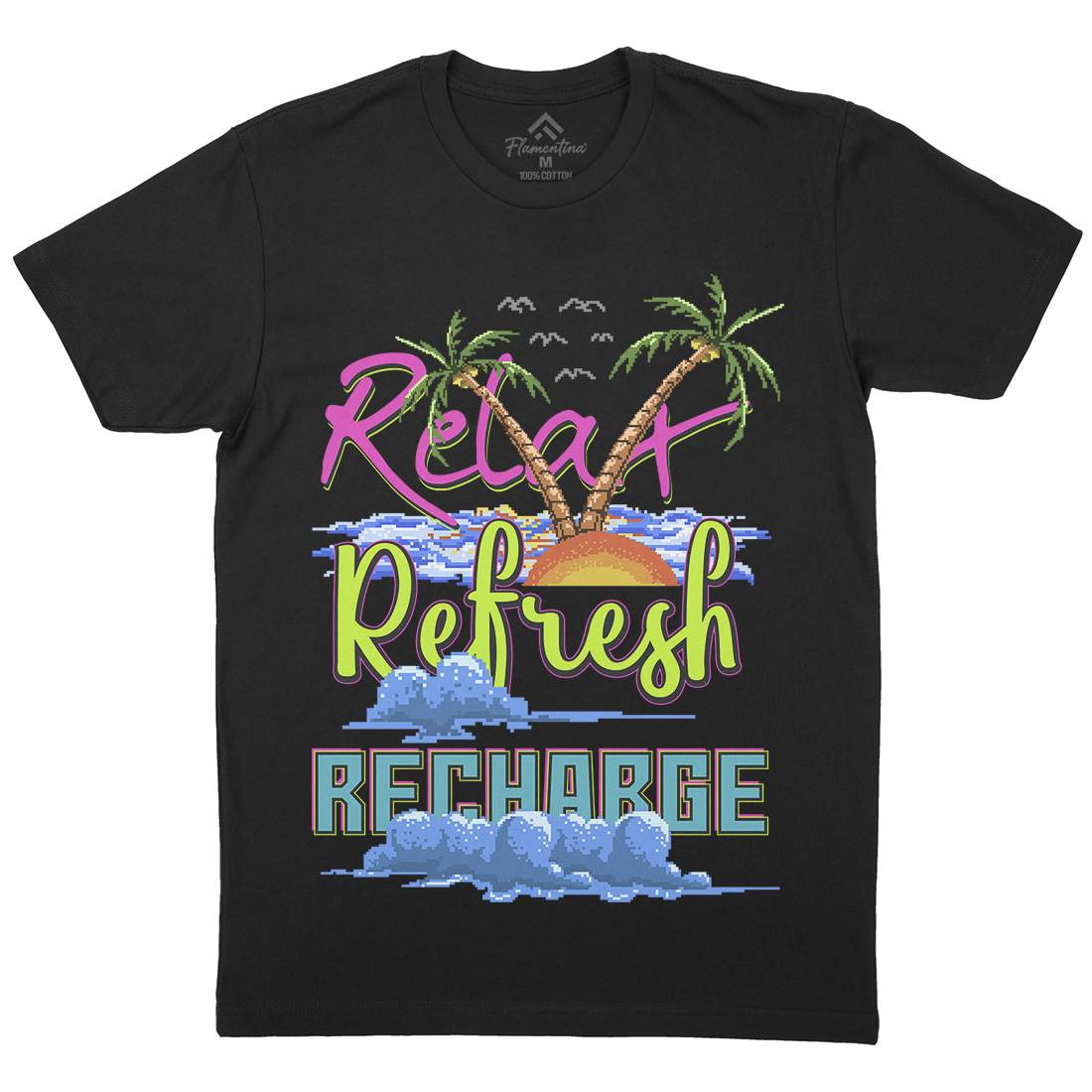 Relax Refresh Recharge Mens Crew Neck T-Shirt Nature B952