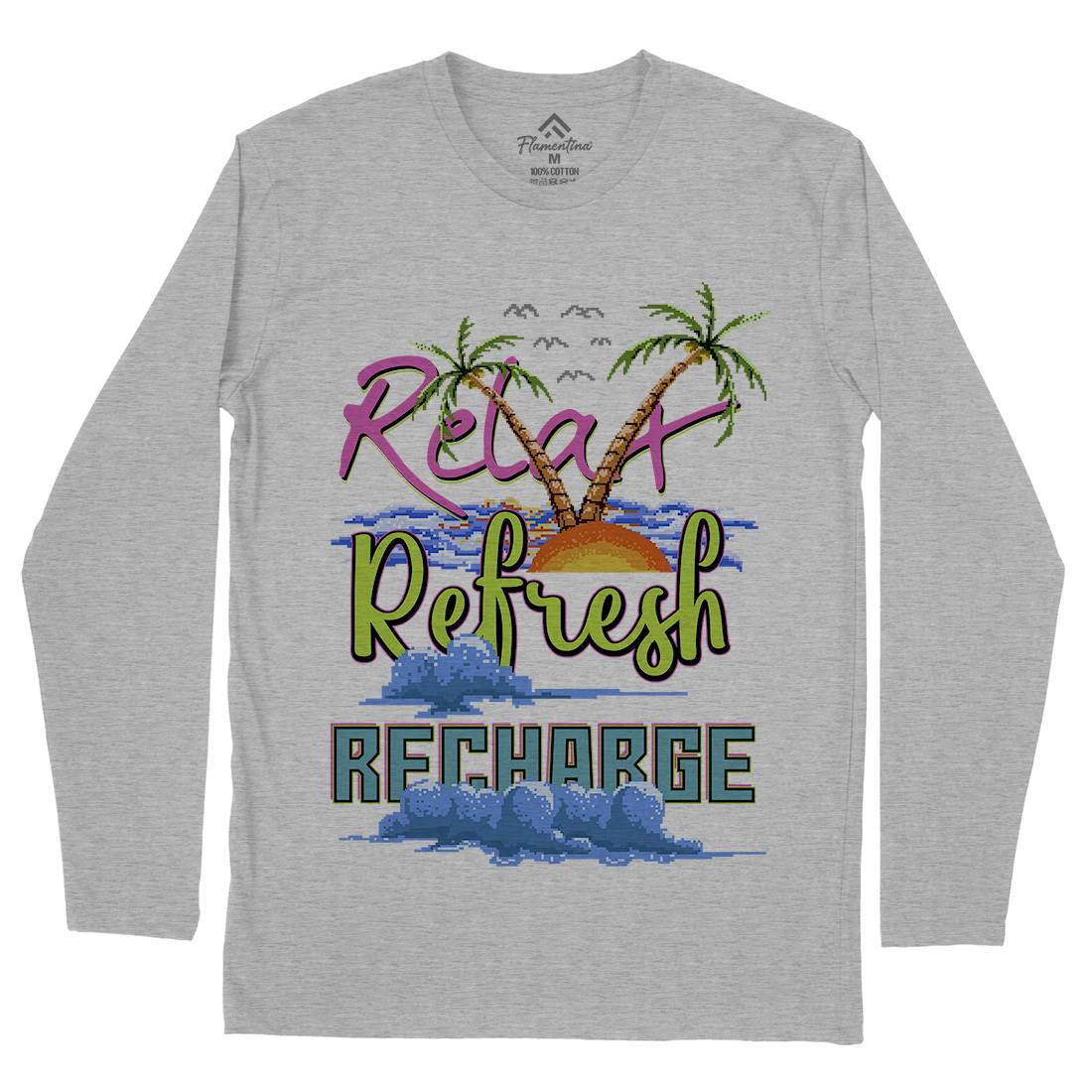 Relax Refresh Recharge Mens Long Sleeve T-Shirt Nature B952