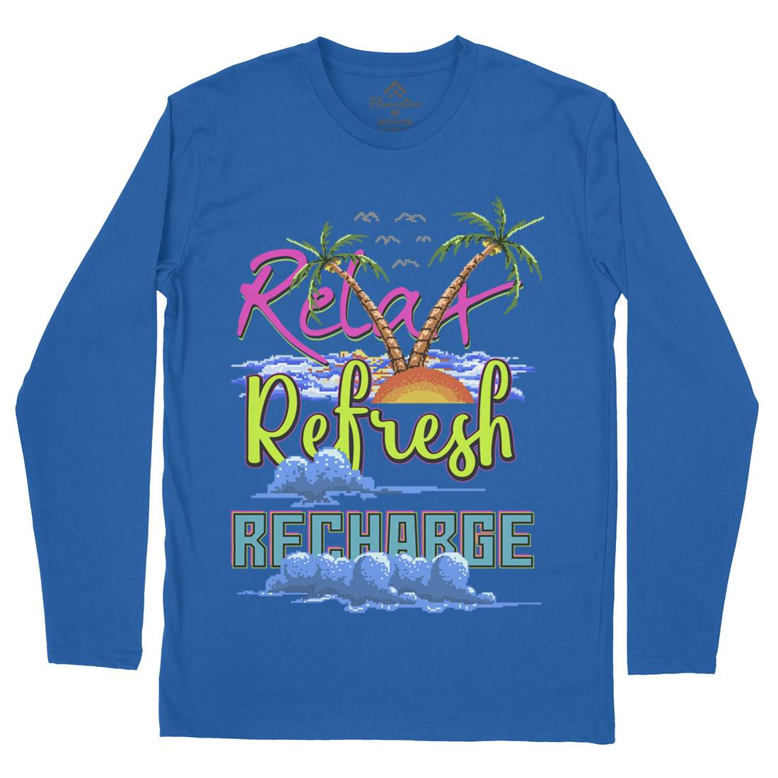 Relax Refresh Recharge Mens Long Sleeve T-Shirt Nature B952