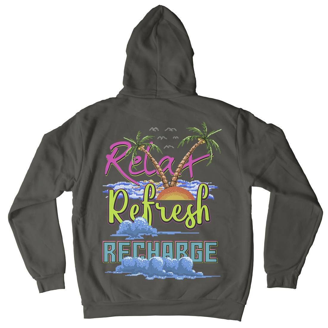 Relax Refresh Recharge Mens Hoodie With Pocket Nature B952
