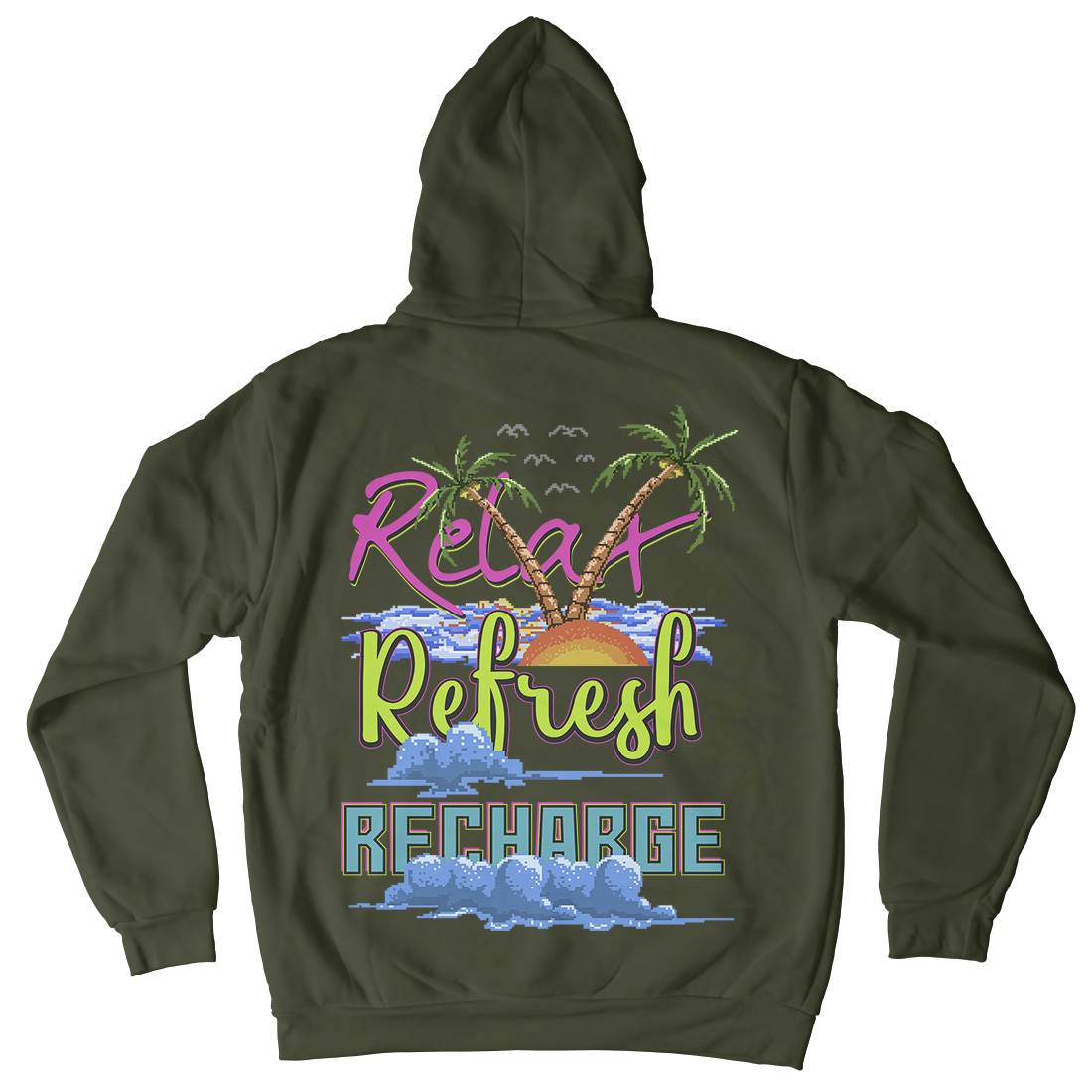 Relax Refresh Recharge Kids Crew Neck Hoodie Nature B952