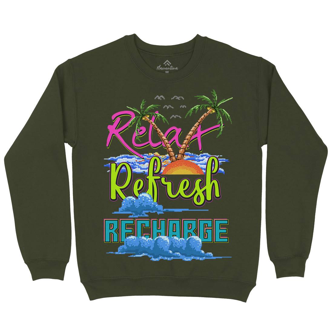 Relax Refresh Recharge Mens Crew Neck Sweatshirt Nature B952