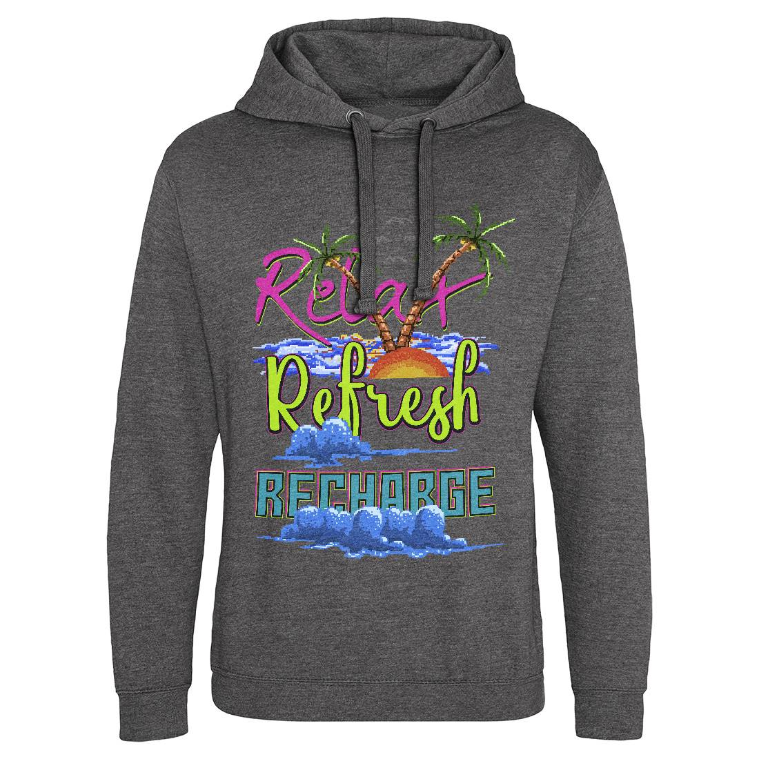 Relax Refresh Recharge Mens Hoodie Without Pocket Nature B952