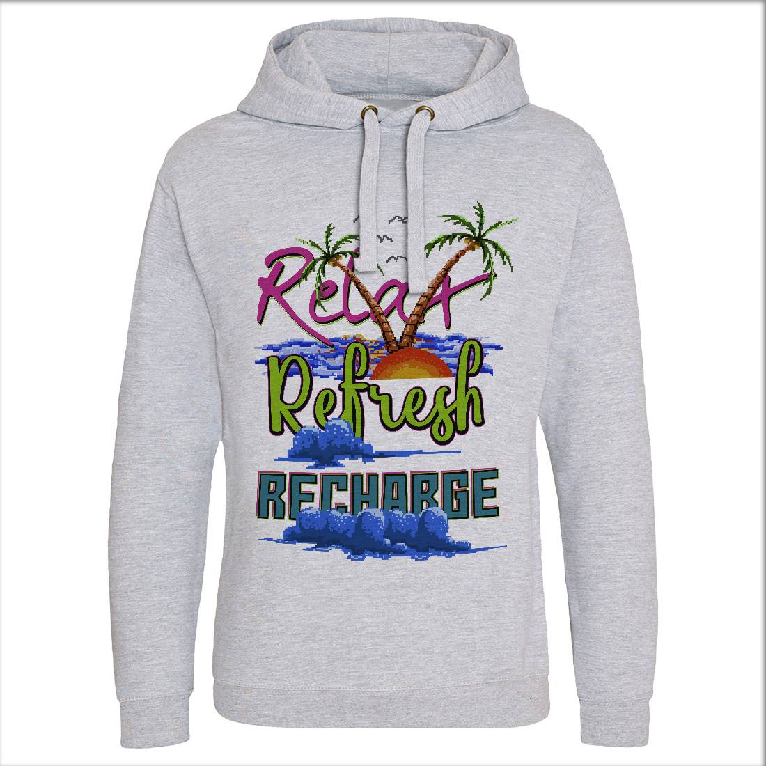 Relax Refresh Recharge Mens Hoodie Without Pocket Nature B952