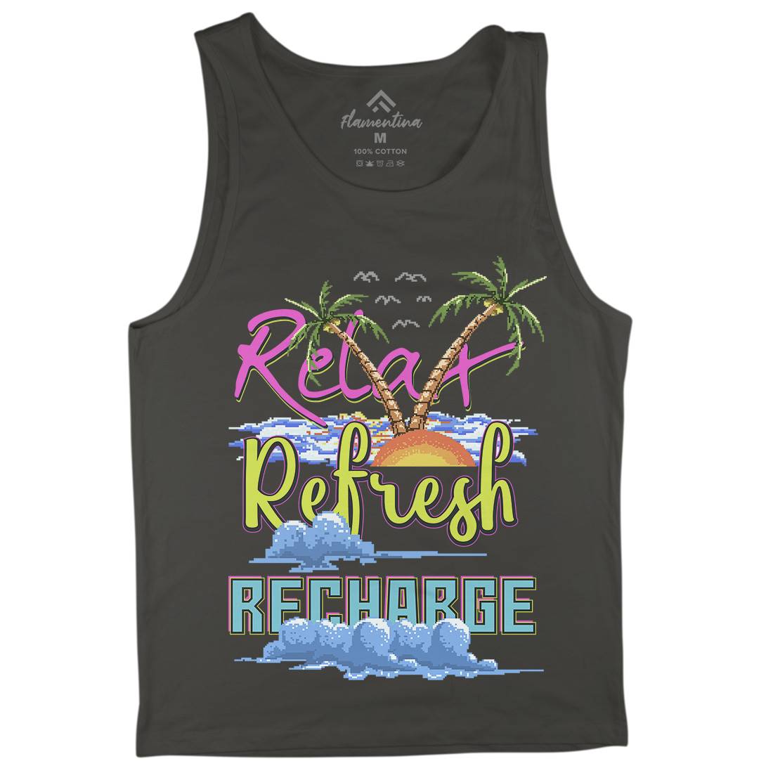 Relax Refresh Recharge Mens Tank Top Vest Nature B952