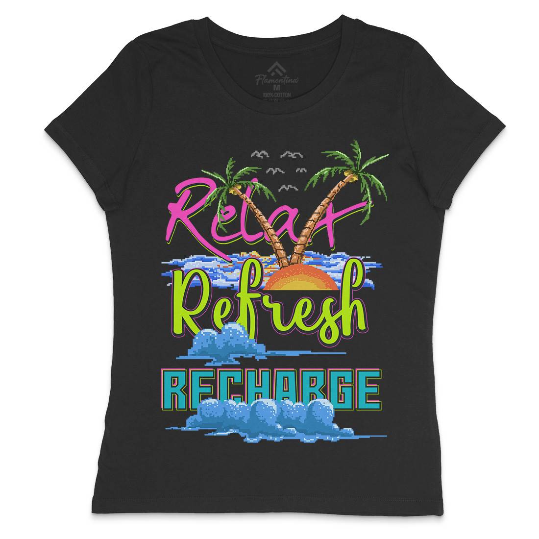 Relax Refresh Recharge Womens Crew Neck T-Shirt Nature B952