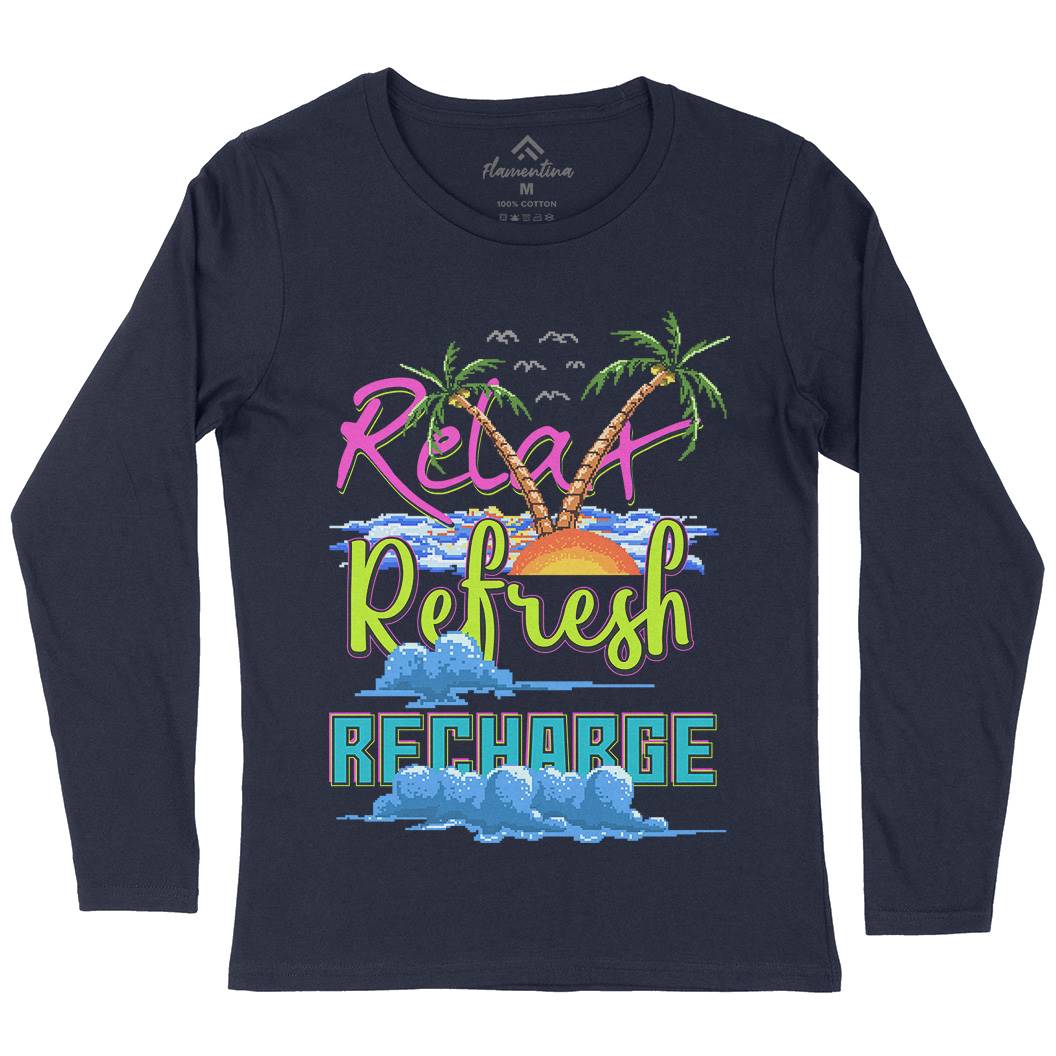 Relax Refresh Recharge Womens Long Sleeve T-Shirt Nature B952