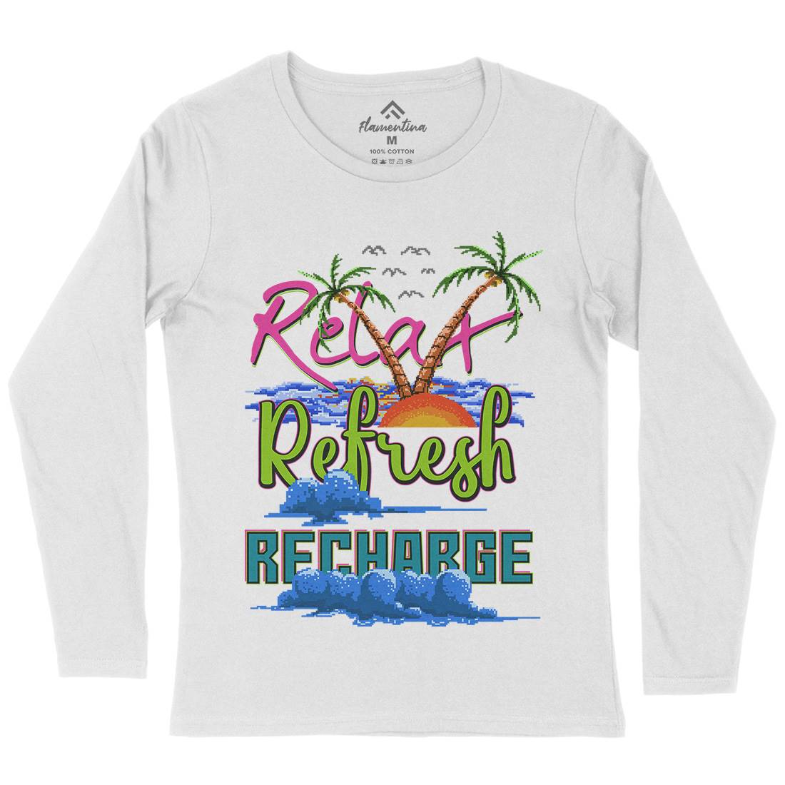 Relax Refresh Recharge Womens Long Sleeve T-Shirt Nature B952