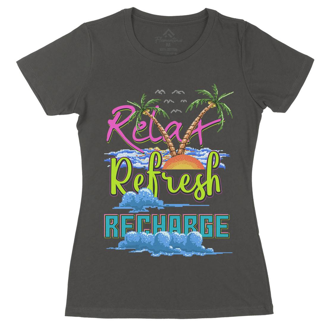 Relax Refresh Recharge Womens Organic Crew Neck T-Shirt Nature B952