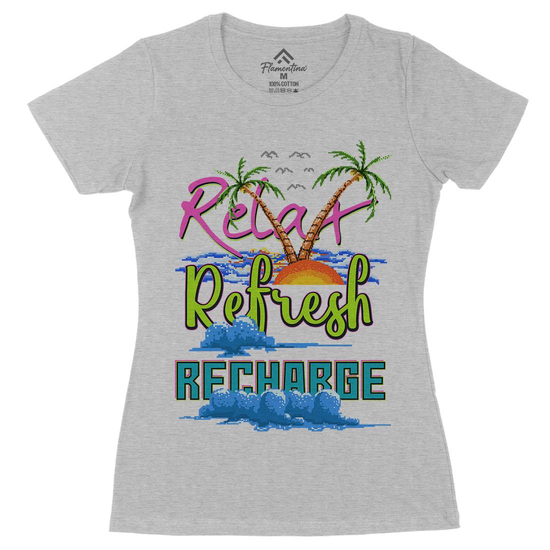 Relax Refresh Recharge Womens Organic Crew Neck T-Shirt Nature B952