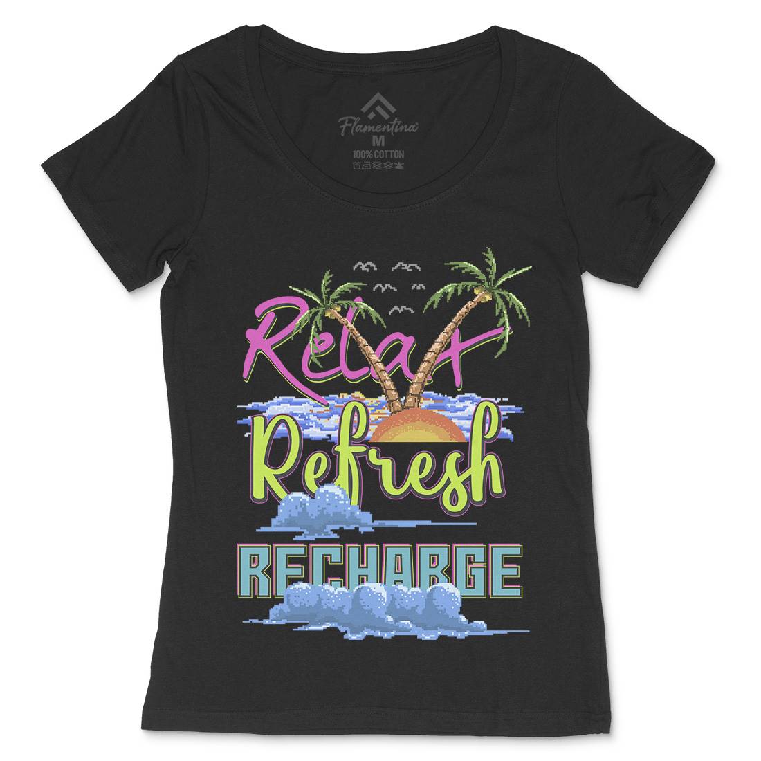 Relax Refresh Recharge Womens Scoop Neck T-Shirt Nature B952