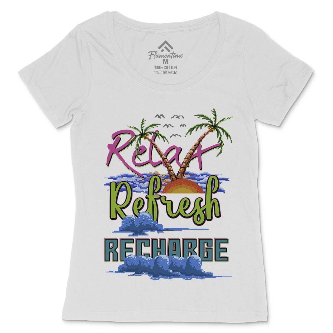 Relax Refresh Recharge Womens Scoop Neck T-Shirt Nature B952