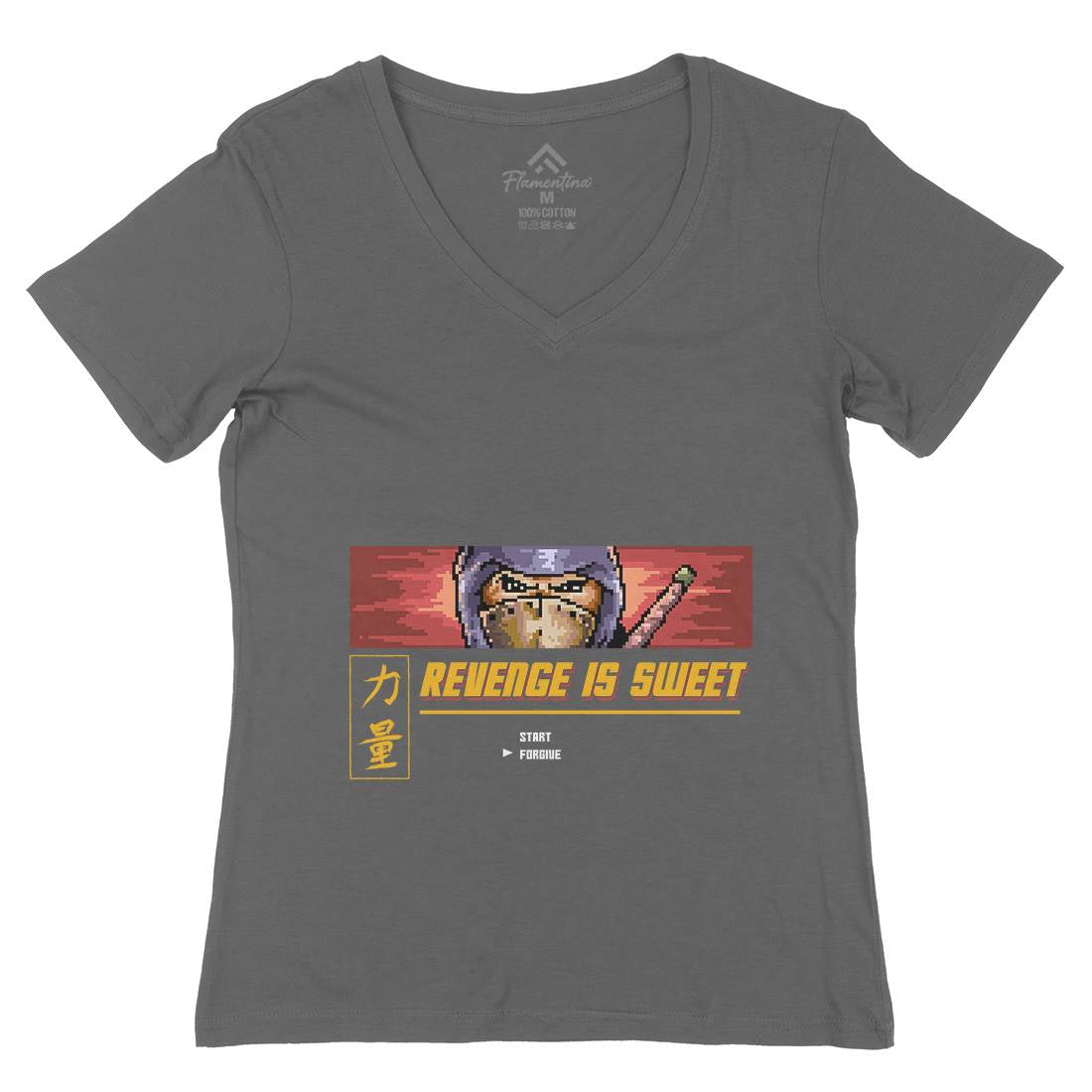 Revenge Is Sweet Womens Organic V-Neck T-Shirt Geek B953