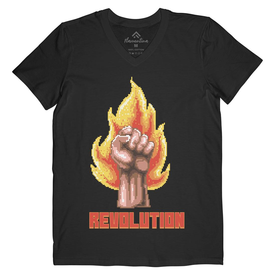 Revolution Mens Organic V-Neck T-Shirt Illuminati B954