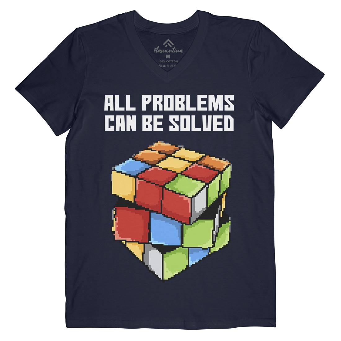 Solving Problems Mens Organic V-Neck T-Shirt Retro B955
