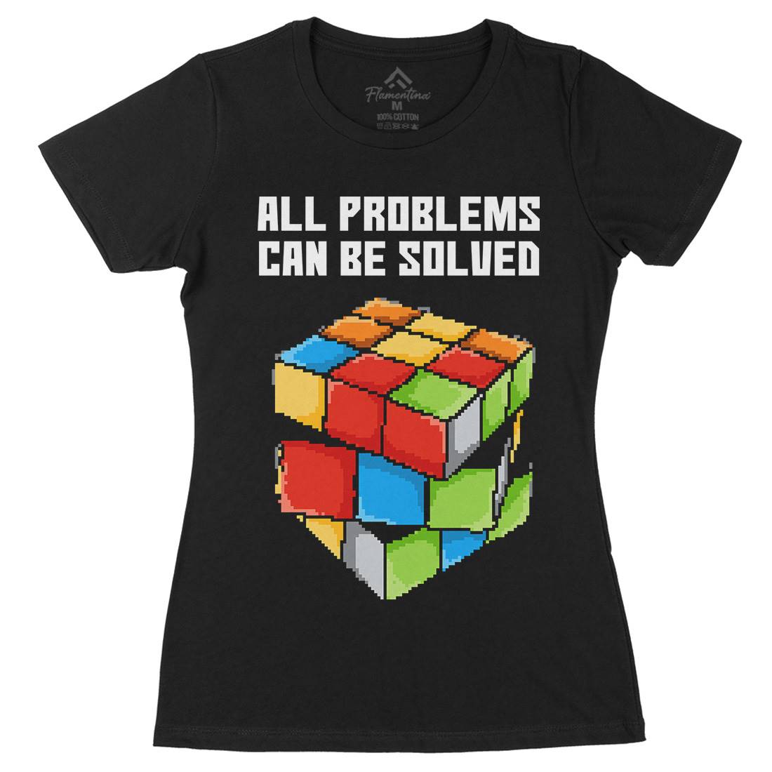 Solving Problems Womens Organic Crew Neck T-Shirt Retro B955