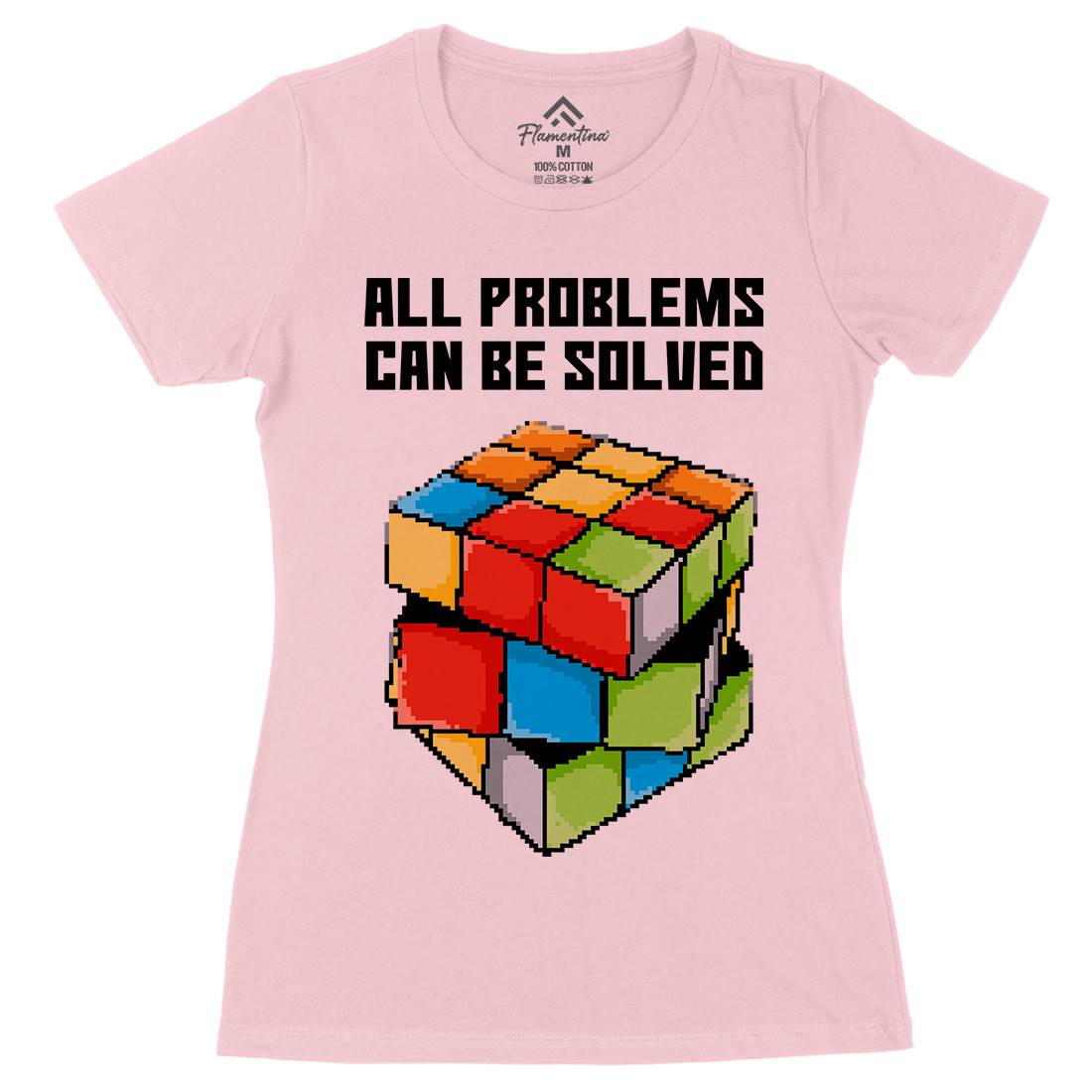 Solving Problems Womens Organic Crew Neck T-Shirt Retro B955