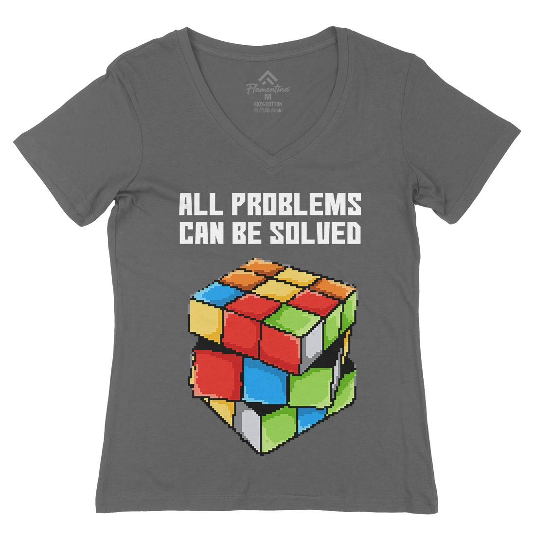 Solving Problems Womens Organic V-Neck T-Shirt Retro B955