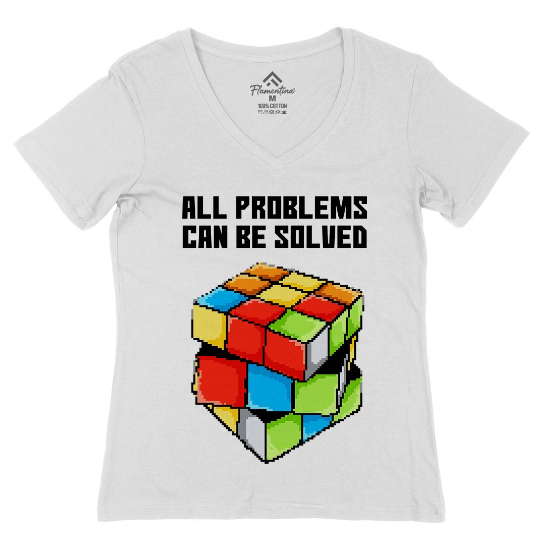Solving Problems Womens Organic V-Neck T-Shirt Retro B955