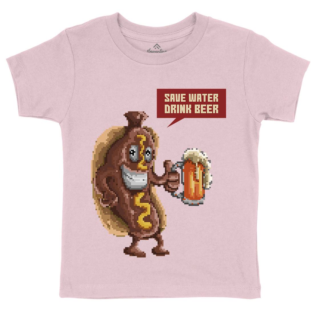 Save Water Drink Beer Kids Organic Crew Neck T-Shirt Drinks B956