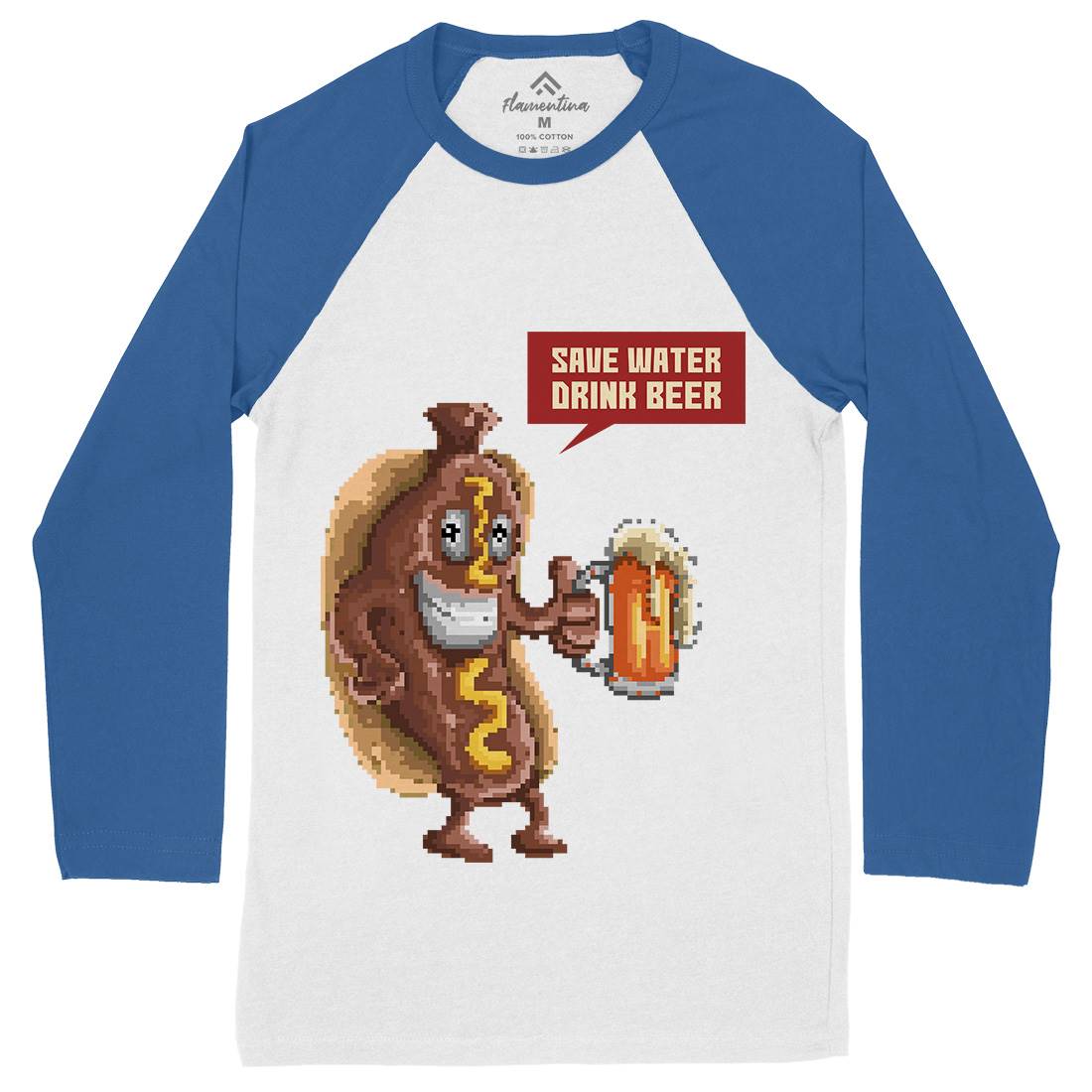 Save Water Drink Beer Mens Long Sleeve Baseball T-Shirt Drinks B956